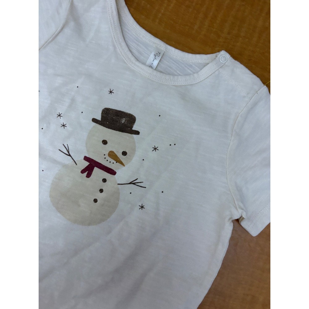 Rylee + Cru Snowman Graphic Slub Tee Cream 18-24m Short Sleeve Kids Top